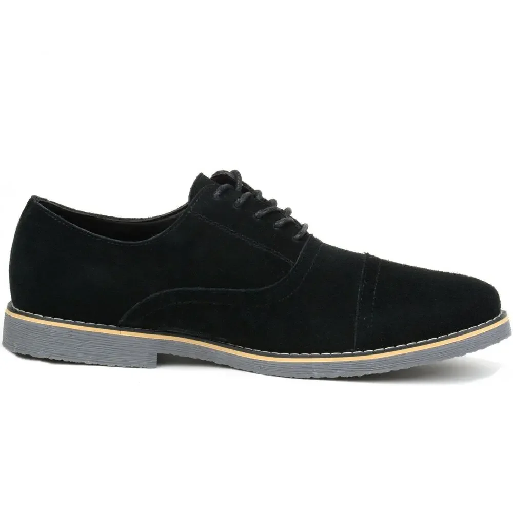 Alpine Swiss Aston Suede Leather Dress Men's Size 10 Black Cap Toe Lace Up